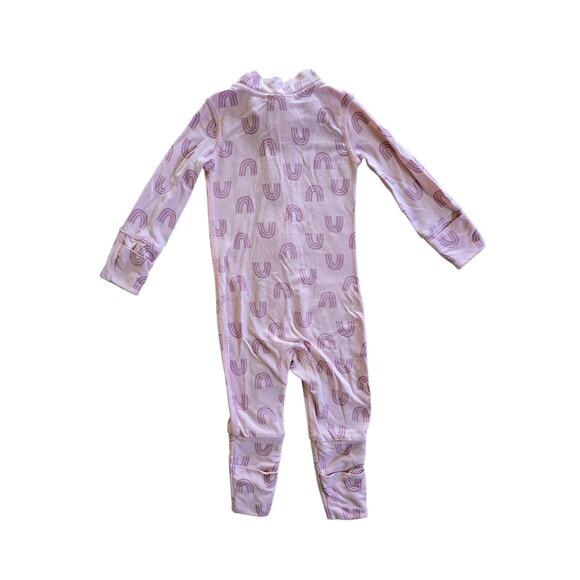 Hanna Andersson Layette Tencel Print Sleeper Blush Pink Rainbow Size 0-3 Months - Picture 4 of 4